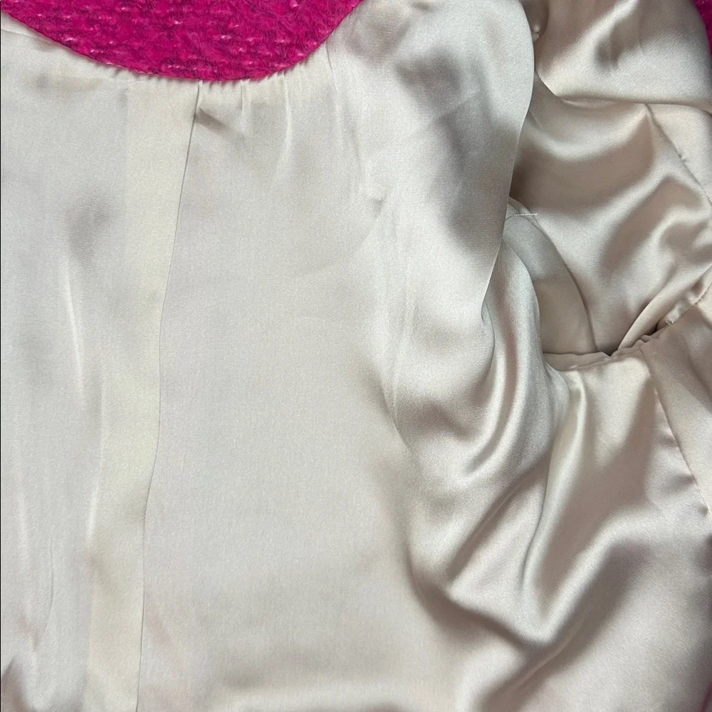Mango Pink Tweed Jacket with Jewel Buttons, Size XS - Picture 10 of 13